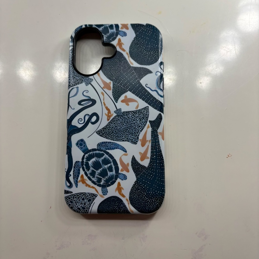 Navy Blue Sea Life Phone Case iPhone 16